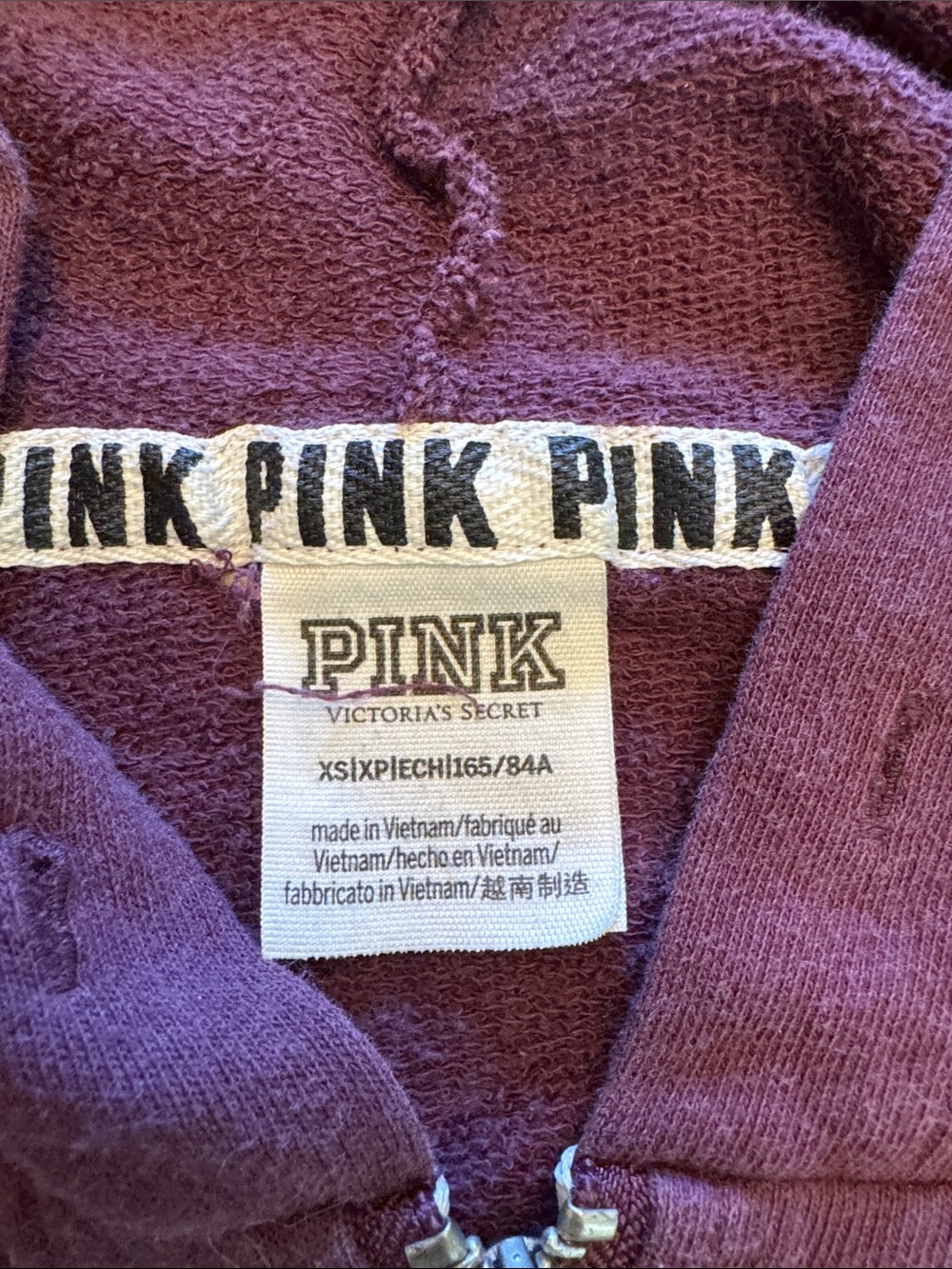 PINK Victoria's Secret Girls' Full-Zip Hoodie in Plum - Picture 2 of 4